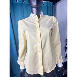 Vintage Par Four Blouse Womens Long Sleeve‎ Yellow Button Down Top Career
